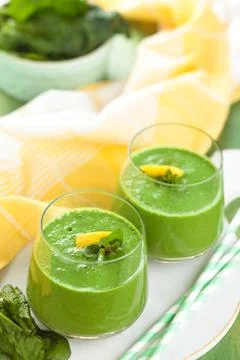 Spinach smoothie  with mint. Stock Photos