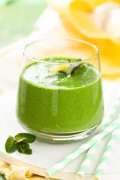Spinach smoothie  with mint. Stock Photos