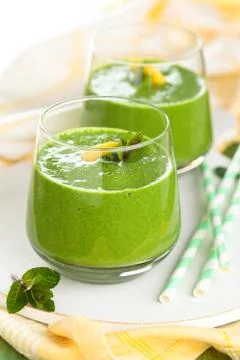 Spinach smoothie  with mint. Stock Photos
