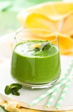 Spinach smoothie  with mint. Stock Photos