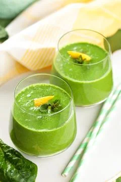 Spinach smoothie  with mint. Stock Photos