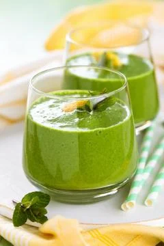 Spinach smoothie  with mint. Stock Photos