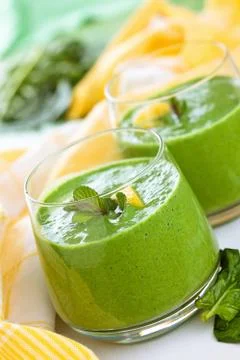 Spinach smoothie  with mint. Stock Photos