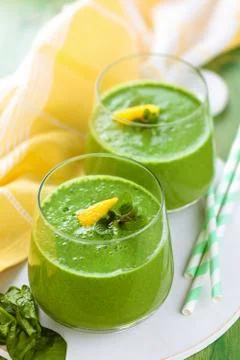 Spinach smoothie  with mint. Stock Photos