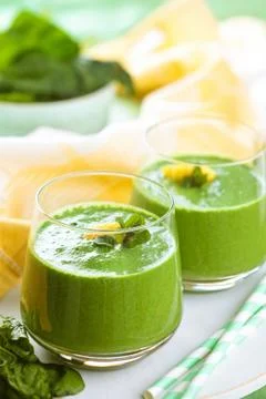 Spinach smoothie  with mint. Stock Photos