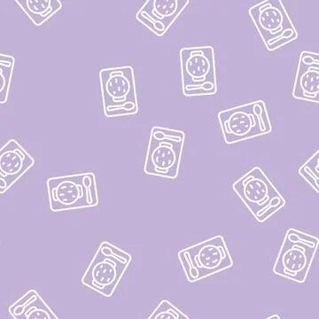 Spinach soup line vector seamless pattern Stock Illustration