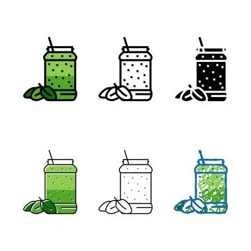 Spinach types smoothie fruit juice food color icon vector Stock Illustration