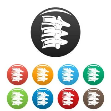 Spinal column discs icons set color Stock Illustration