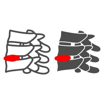 Spinal hernia line and solid icon, Human diseases concept, Back Pain sign on イラスト素材