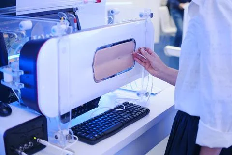 Spinal surgery simulators, a training robotic complex for teaching medicine Stock Photos