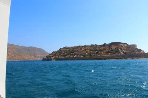 Spinalonga seen from the sea Stock Photos