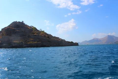 Spinalonga seen from the sea Stock Photos