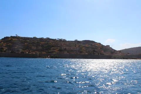 Spinalonga seen from the sea Stock Photos