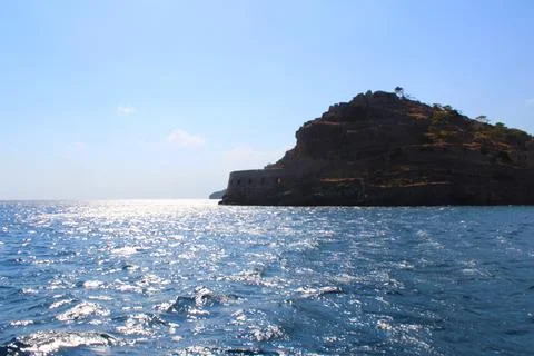 Spinalonga seen from the sea Stock Photos