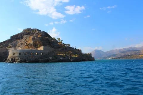 Spinalonga seen from the sea Stock Photos