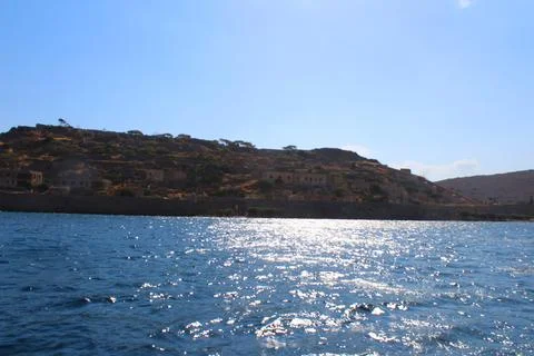 Spinalonga seen from the sea Stock Photos
