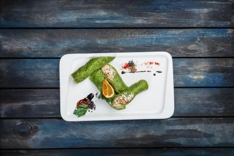 Spinash spring rolls Stock Photos