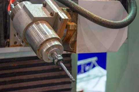 Spindle of CNC milling for wood Stock Photos