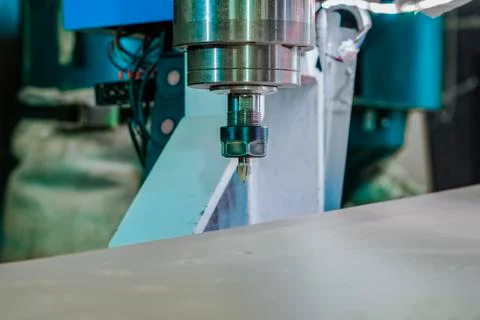 Spindle with a milling cutter inserted into the collet. cnc machine Stock Photos