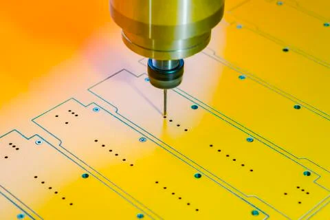 Spindle with a milling cutter inserted into the collet. cnc machine Stock Photos
