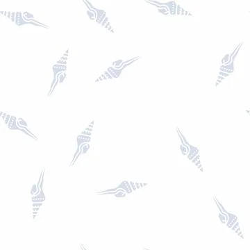 Spindle sea shell beach glyph seamless pattern Stock Illustration