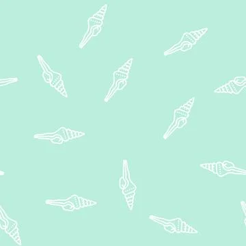 Spindle sea shell beach line seamless pattern Stock Illustration