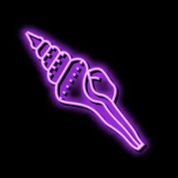 Spindle sea shell beach neon glow icon illustration 스톡 일러스트