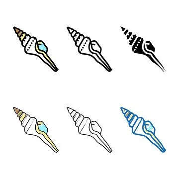 Spindle sea shell modern beach color icon vector 库存插图