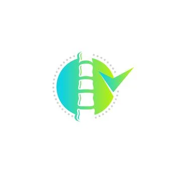 Spine clinic vector logo template, green color round shape, modern flat icon Stock Illustration