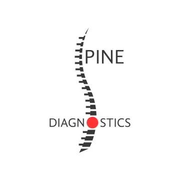 Spine diagnostics logotype with pain sign Stock Illustration