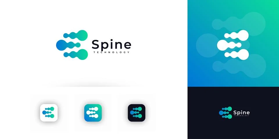 Spine Logo Chiropractic Icon Backbone Emblem Abstract Bone Spinal Pain Sign Ilustración de archivo