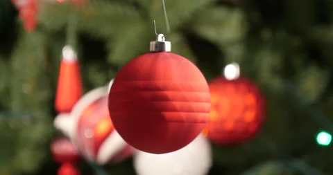 Spining of christmas red ball Stock Footage 162583635