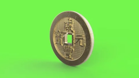 Spining old china coin 스톡 동영상 69884532