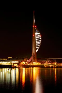 Spinnaker tower at night Stock Photos