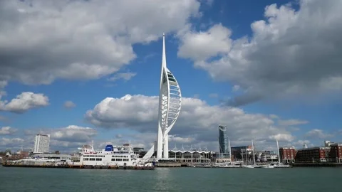 Spinnaker Tower from Sea Stock Footage 186035647