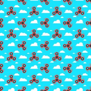 Spinner. A pattern of red spinners in a flat style. Spinners are spinning a.. Stock Illustration