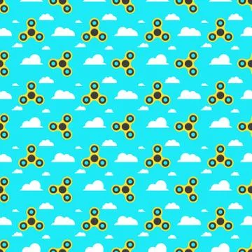 Spinner. A pattern of yellow spinners in a flat style. Spinners are spinnin.. Stock Illustration