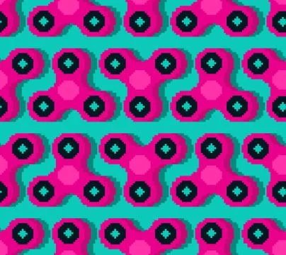 Spinner pixel art pattern. Fidget finger toy pixelated. Anti stress hand toy  Stock Illustration