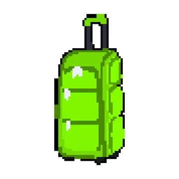 Spinner soft shell suitcase pixel art vector illustration Stock Illustration