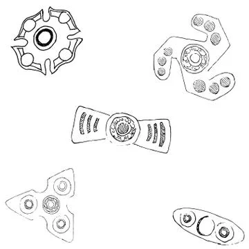 Spinners of different shapes. Stock Illustration