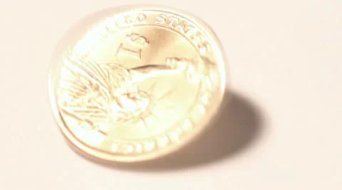 Spinning $1 coin Stock Footage 8575858