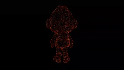 Spinning 3d creature shape with small red particles on black background Stock Footage 277107507
