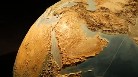 Spinning 3D Globe pans across Northern Africa Stock Footage 210875275