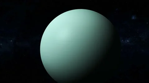Spinning 3d realistic Uranus planet space Stock Footage 221909678