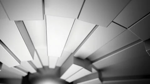 Spinning 3d rectangles around the spherical object. Design. Rotating squared Illustrazione stock