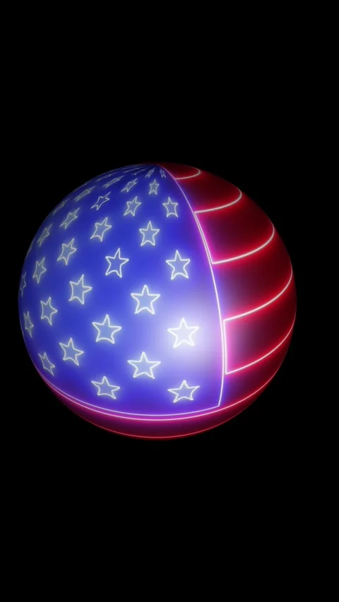 Spinning 3d sphere with American flag pattern Stock Footage 335963024