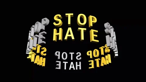 Spinning 3D text animation "Stop Hate". Stock Footage 151537394