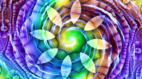 Spinning abstract magic flower. Esoteric cosmic mandala with rayses. 4k Looping Stock Footage 278919232