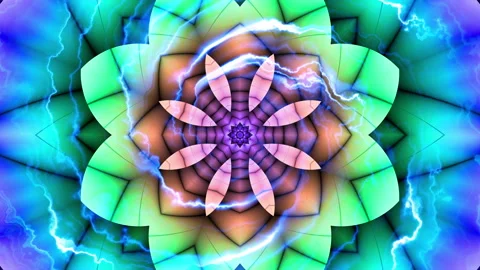 Spinning abstract magic flower. Esoteric cosmic energy mandala with rayses Stock Footage 337344322