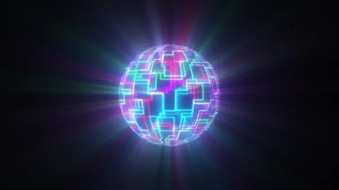 Spinning Abstract Mirrorball Made Of Geometric Elements Animation. Stock Footage 204971450